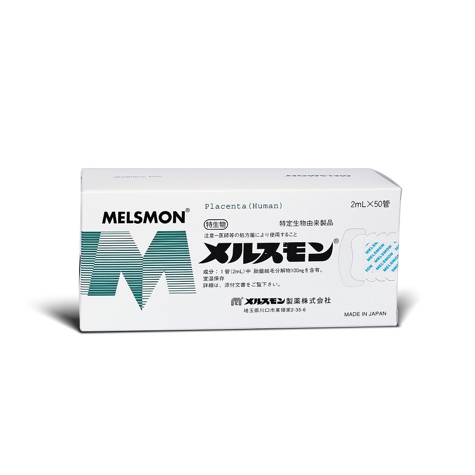 (Original Japan) Melsmon Placenta (Human) 2ml x 50 ขวด พลาเซนต้าสูตรเข้มข้น ชะลอวัย แท้ 100%