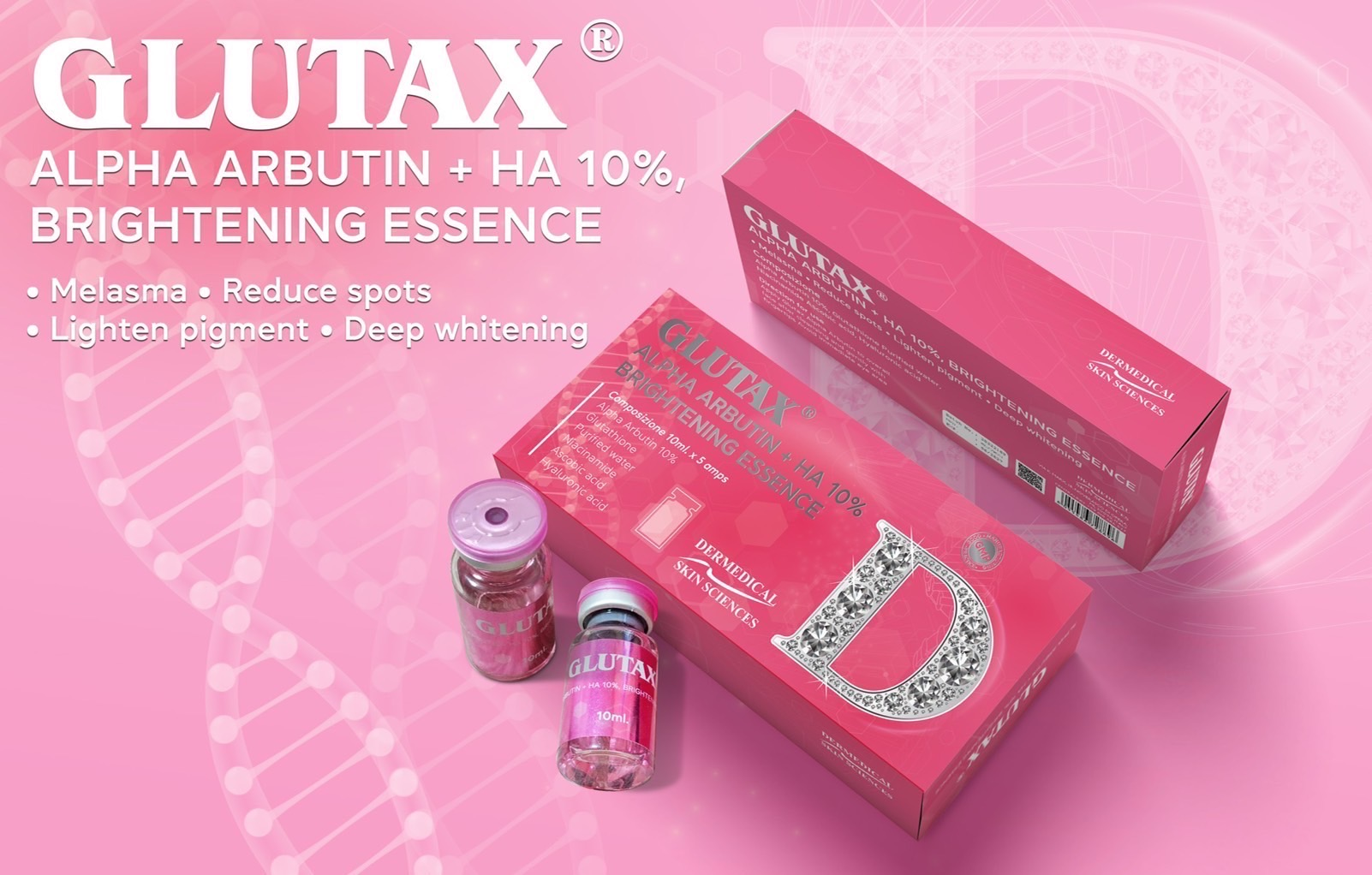NEW Glutax Alpha Arbutin 10% +HA น้ำสีชมพู